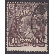 Australian    King George V   1½d Penny Half Pence Black Brown   Single Crown WMK Plate Variety 1L32